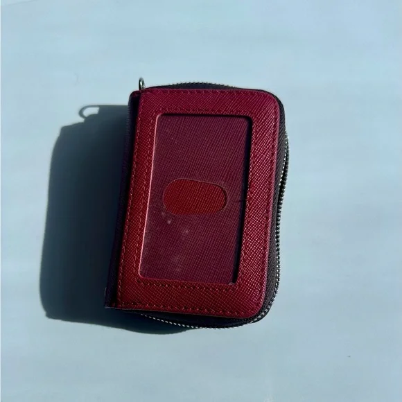 Red Leather Card Wallet - Picture 3 of 4